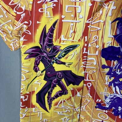 VINTAGE 90s Yu-Gi-Oh Manga Anime Shirt Youth Small Button Down All