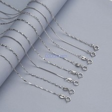 Real 925 sterling silver Necklace 16-24 Inches Curb/BoxTrace Chain Thin Stamped