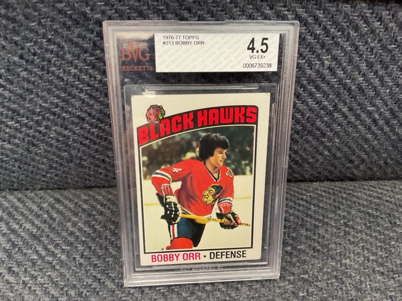 1976-1977 TOPPS #213 BOBBY ORR HOCKEY CARD GRADED 4.5