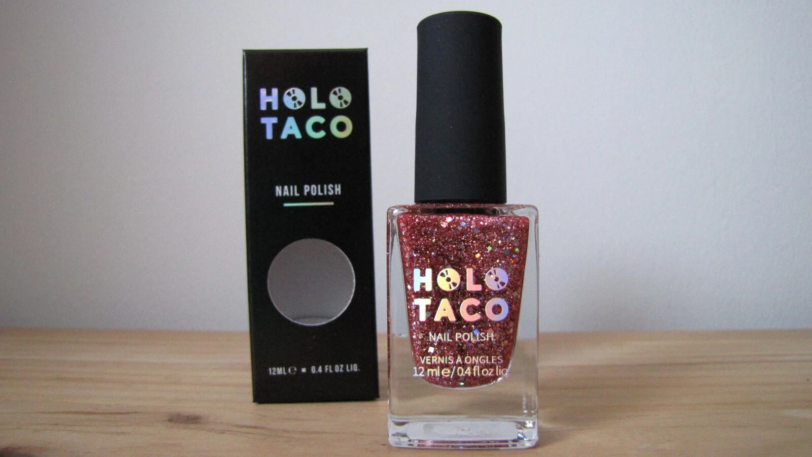 Holo Taco Byte My Peach pink pixel glitter holographic nail polish; New In Box