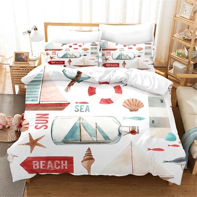 3D Drift Bottle Shell Bird Pattern Quilt Cover Set Bedding Sets Pillowcases