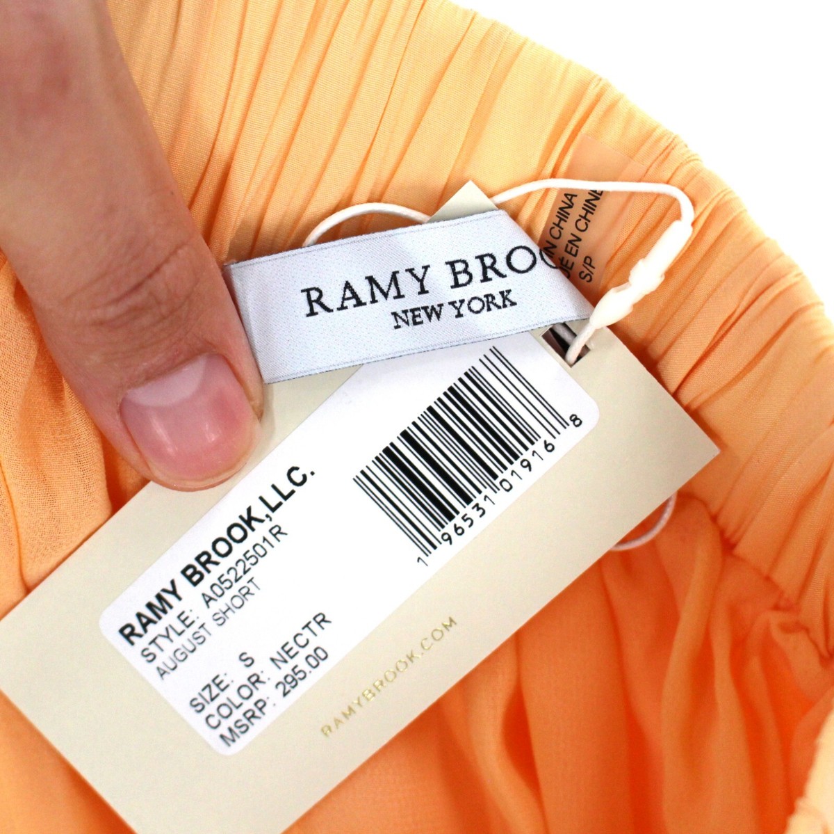 Ramy Brook August Mini Pleated Shorts Nectar Orange Side Pouch