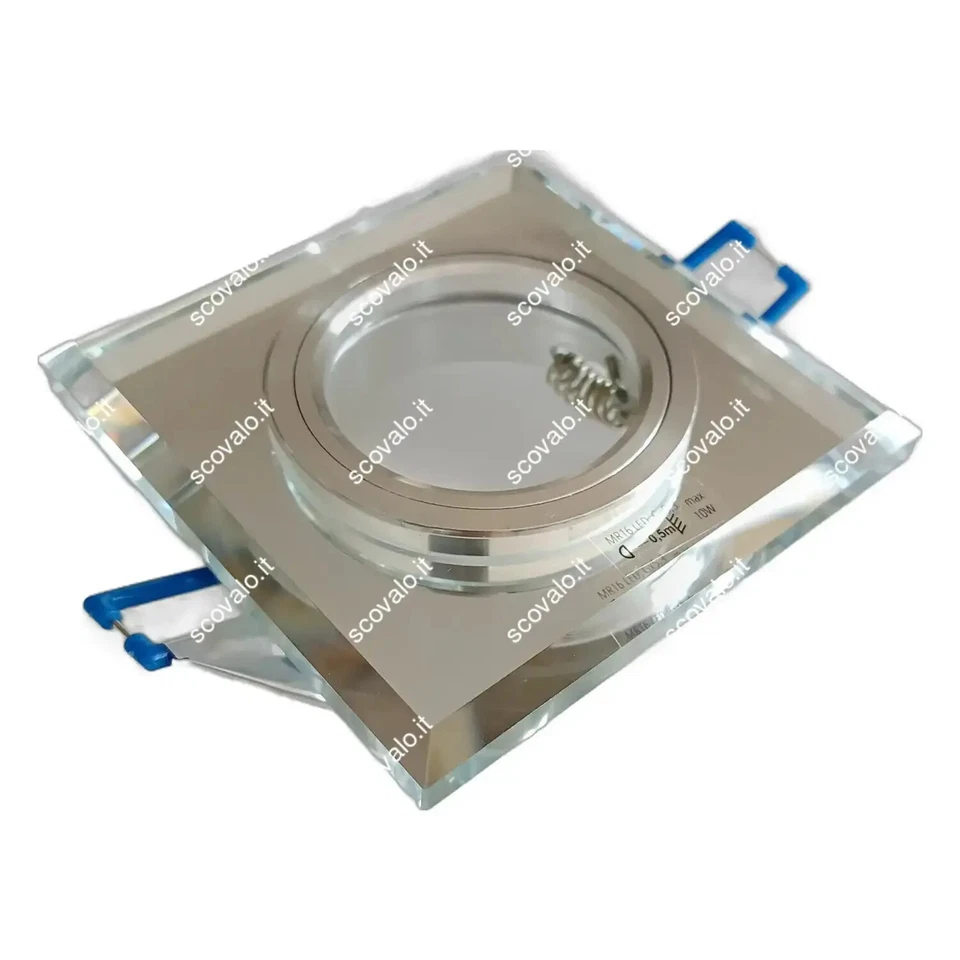 porta faretto incasso decorativo GU10 vetro trasparente 1 luce fisso quadrato - Immagine 4 di 4