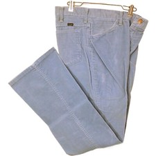 Vintage 70s Wrangler Bootcut Ribbed Corduroy Pants Trousers 32x33 Blue 5-Pocket