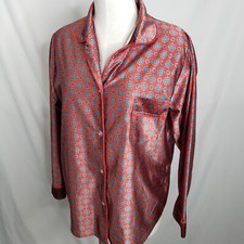 Vtg Private Moments New York Night Shirt Silk Sz L Button Up Sleep