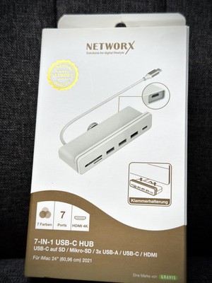 Networx 7-in-1 USB-C-Hub, für Apple iMac 24 , inkl. passende Farbsticker, NEU !