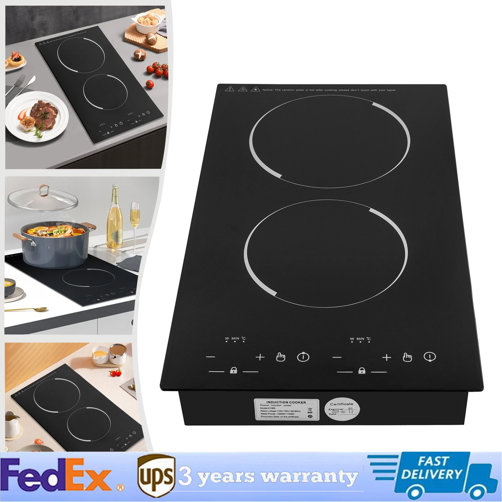 4000W Portable Induction Cooktop Countertop Dual Cooker Burner Stove Hot Plate