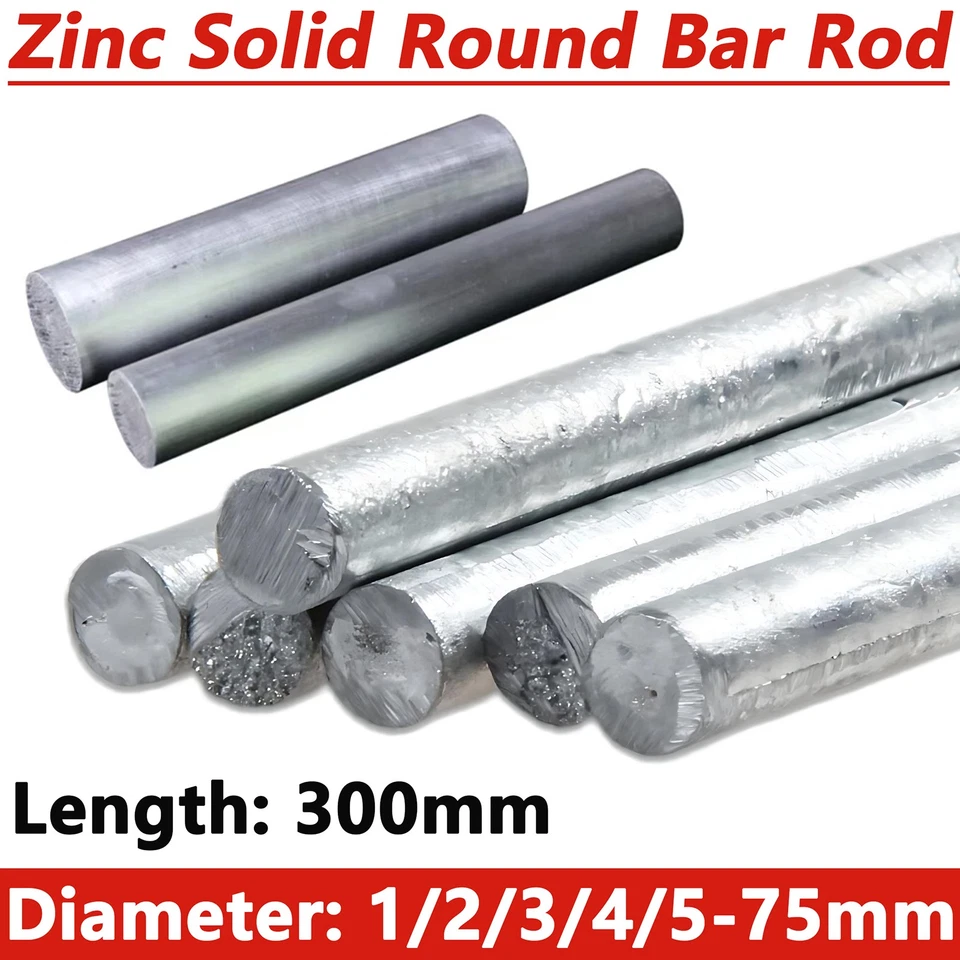 Zinc Round Bar Marine Rod 1-75mm Dia Zinc Solid 99.99% Bar Anode Electroplating - Image 1 of 4
