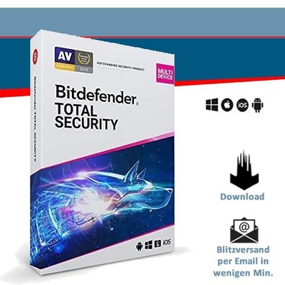 Bitdefender Total Security 2026, 5 Geräte - 2 Jahre, Blitzversand