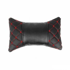 KFZ Auto Kopfstütze Kissen Autositzkissen Nackenkissen Leder Schwarz Rot 8x30cm