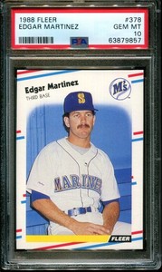 1988 FLEER #378 EDGAR MARTINEZ RC MARINERS HOF PSA 10