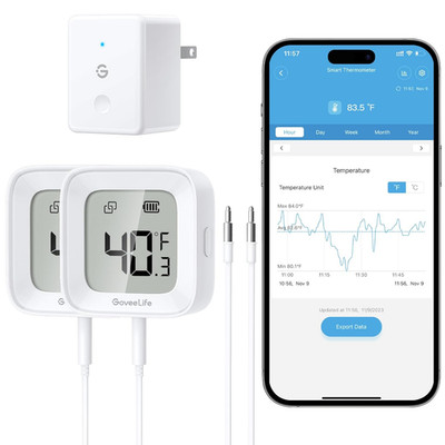 Wifi Refrigerator Thermometer with Alarm, Wireless Digital Freezer Temperature G