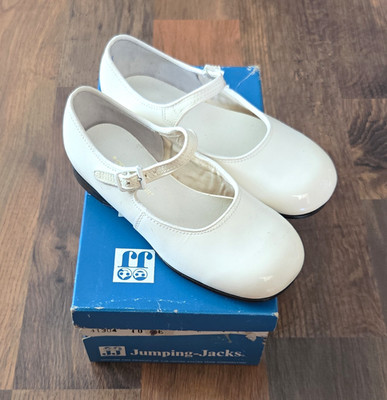 Jumping-Jacks Girls Mary Jane Dress Shoes White Buckle Strap Round Toe 10 E