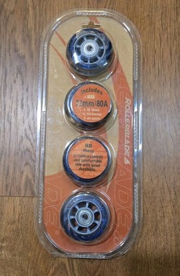 Rollerblade RB Inline Skate Wheels 72mm 80A with SG5 Bearings Set of 4 New