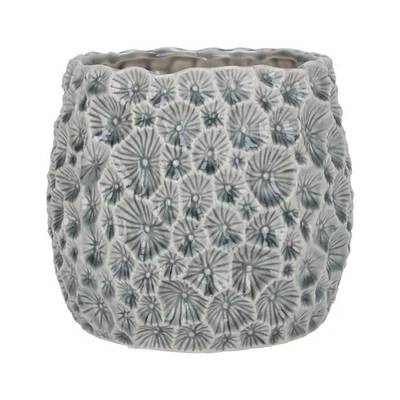 Gisela Graham Large Ceramic Crater Pot Cover, Grey, Planter Decor