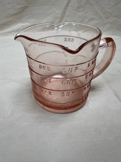 1930's Vintage Hazel Atlas 3 Spout Pink Kellogg Measuring Cup Depression Glass