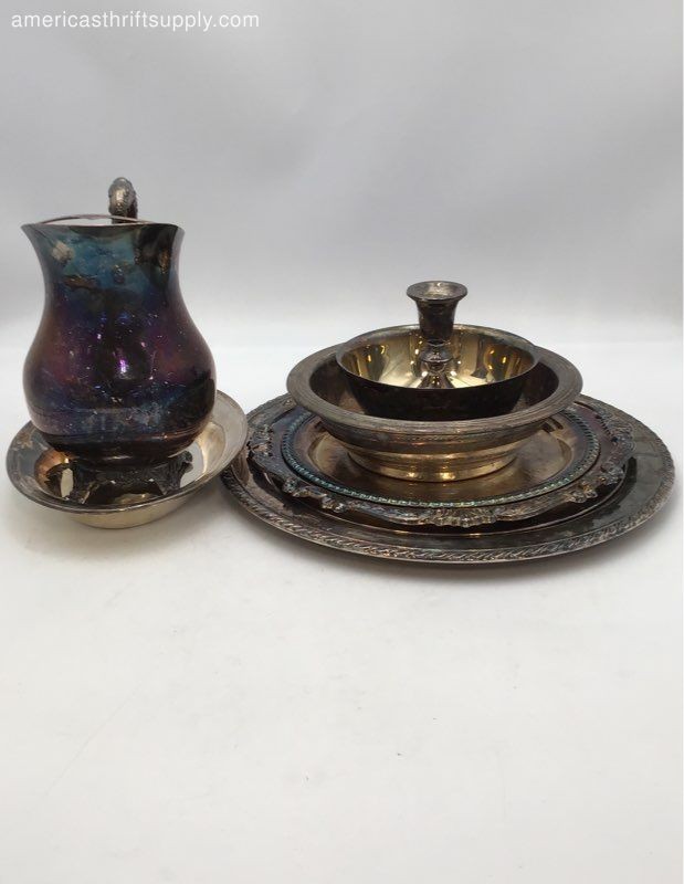 Gorham Sheridan FB Rogers Silver Plate Holloware Lot 7pc Trays Pitcher Vintage