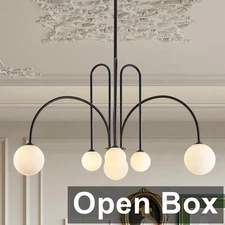 Modern Black Chandelier 6 Lights Sputnik Chandelier for Dining Room Large