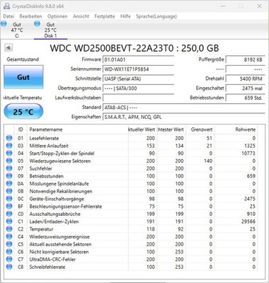 Western Digital WD Scorpio Blue 250GB, 2.5'', 8MB, 9,5mm, SATA 3Gb/s, WD2500BEVT