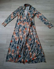 Kaleidoscope Grey Floral Stretch Wrap Dress Smart Classic Office Occasion UK12