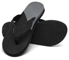 Mens Flip Flops Arch Support Comfort Beach Thong Sandals with 10 Black Grey
