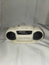 Vintage Suntone Model RR2500 AM FM Mini BoomBox Radio 7.5" Long White