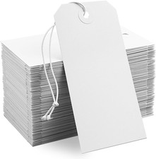 50 Pack White Shipping Tags with Elastic String Blank Labeling Tags with Strings