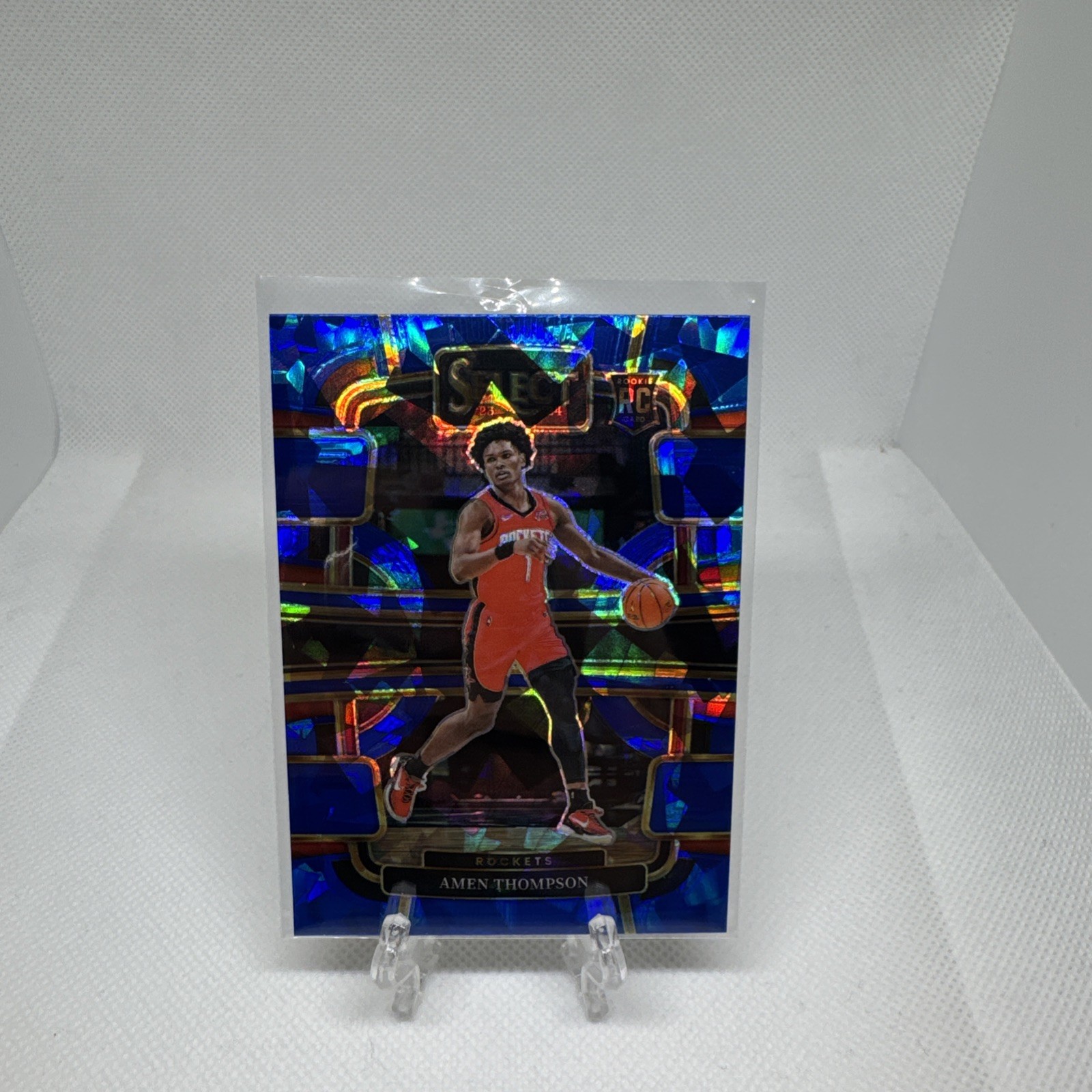 Amen Thompson 2023-24 Panini Select Concourse #96 Blue Cracked Ice Rookie RC