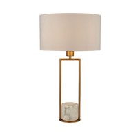 Tischleuchte Tischlampe 62 Cm In Gold Weiß Marmor Stoff Metall E27 Wohnzimmer