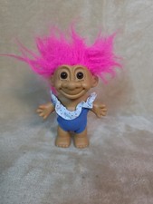 Vintage Russ Troll Doll 4in Sun Tanning Bathing Suit pink hair