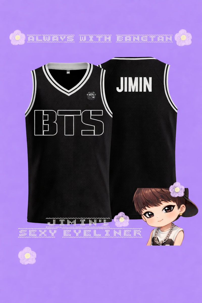 BTS MEMBER BASKETBALL JERSEY BLACK TANK TOP KPOP OUTFIT FOR
