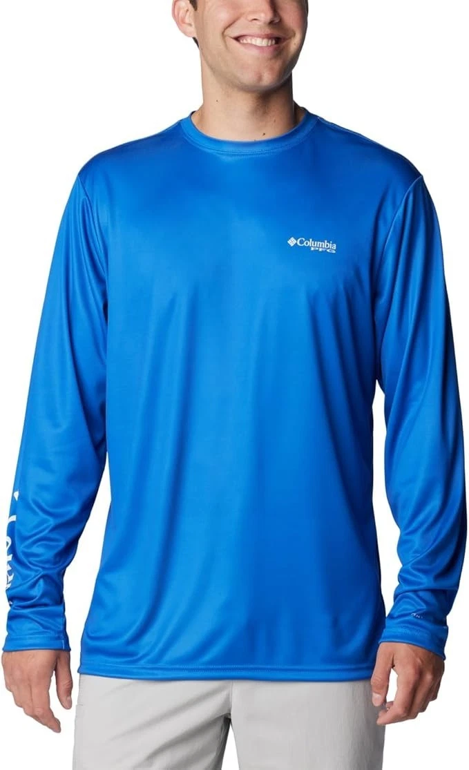 Columbia Men's Terminal Tackle PFG Fish Star Long Sleeve Vivid Blue Marlin Small