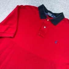 Polo Ralph Lauren Polo Shirt Mens XL Red Short Sleeve Blue Collar Pony logo