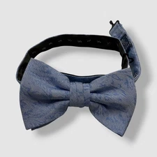 Ryan Seacrest Distinction Men's Blue Linen Printed Pre-Tied Bow Tie