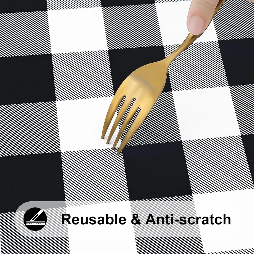 round Picnic Table Cloth, Elastic Waterproof Fitted Vinyl Tablecloth for 36"-44" - Image 2 of 4