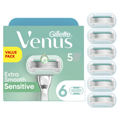 Gillette Venus Extra Smooth Sensitive Womens Razor Blade Refills 6 Count