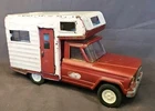 Vintage Tonka Red Jeep & Slide-in Camper 1960s