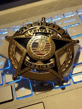  Unique Badge Security Private Officer  Large 5 Point Star on Open Circle Must C