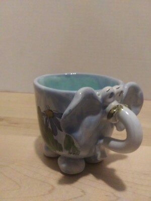 Seyko Keramik German Pottery Handpainted. Baby Elephant Cup-vase-planter.