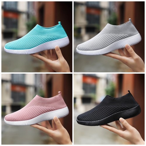 baskets sneakers sans lacet femme légère à enfiler tissu mocassin confortable - Zdjęcie 1 z 15