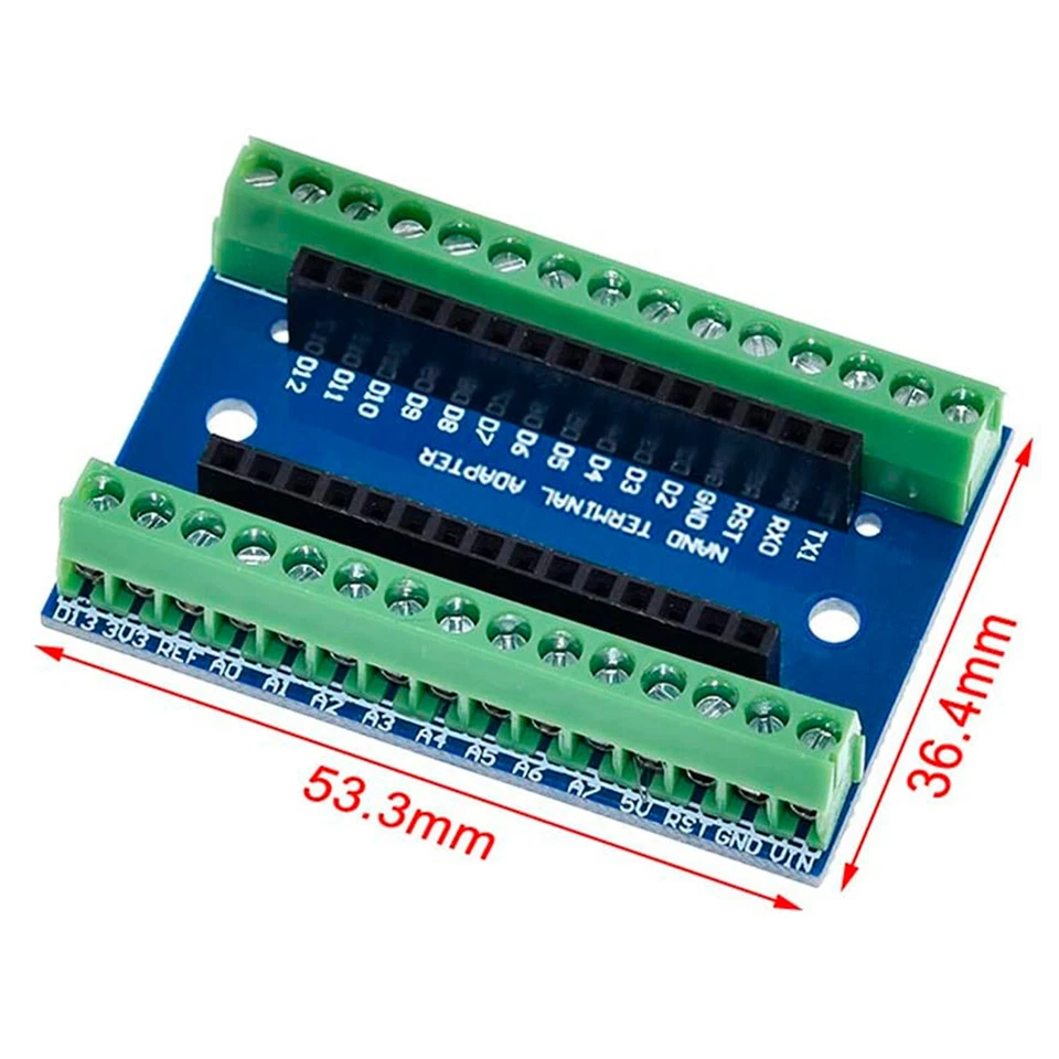 ADATTATORE ARDUINO NANO V3.0 BASETTA ADATTATORE CON MORSETTI A VITE - Immagine 3 di 3
