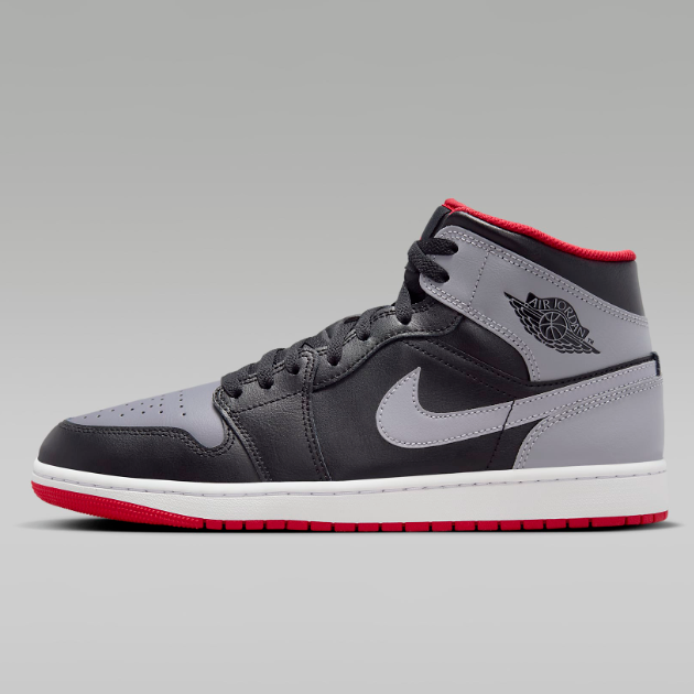 Nike Air Jordan 1 Mid Shoes Black Cement Gray Fire Red DQ8426-006