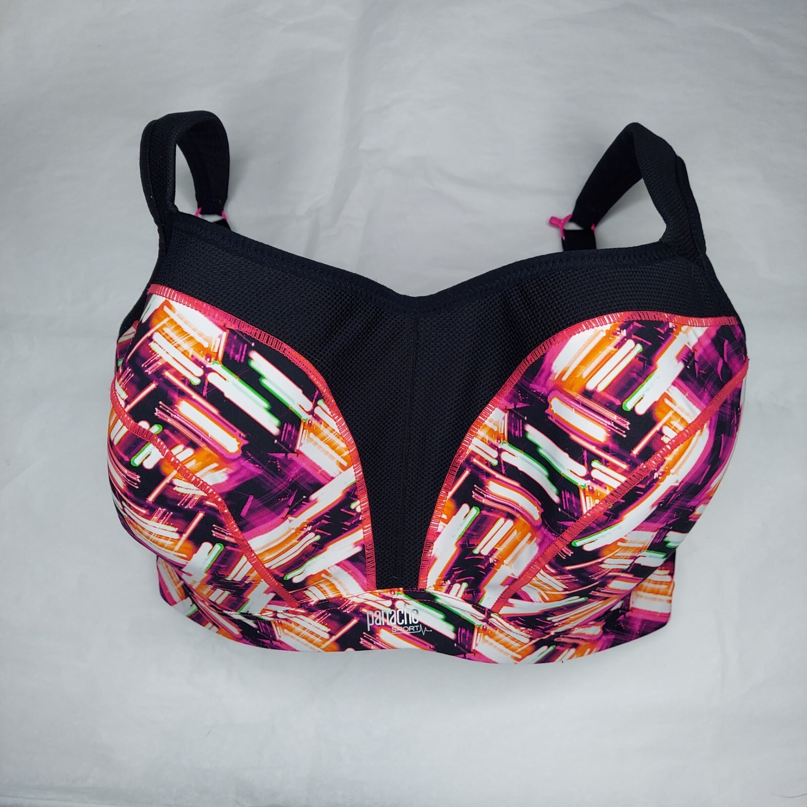 Panache Sports Bra 30H Black Pink Orange Multicolor Print Adjustable Strap 5021A-image