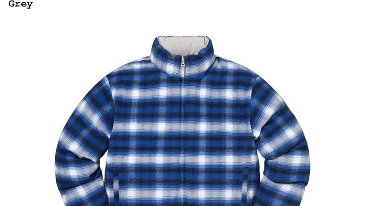 Supreme Flannel Reversible Puffer Jacket (Grey) XL … brand new !!! Ready to  ship