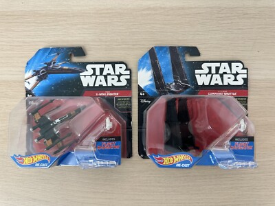 Lot of 2 Hot Wheels Star Wars Force Awakens Die-cast Poe s X-Wing Kylo s Shuttle
