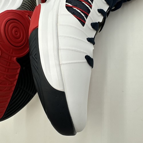 Nike Lunar Hyperdunk + White Blue Red USA 2012 Size 12 Used 524934-102 - Picture 9 of 24