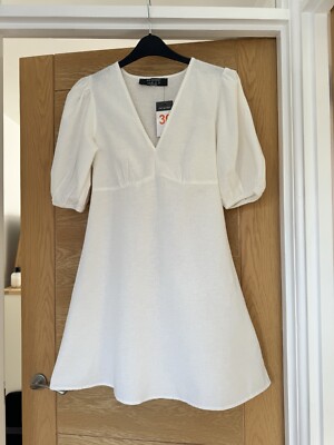 Primark White linen dress hen do mini linen dress size 8 a line skater style | eBay UK Primark White linen dress hen do mini linen dress size 8 a line skater style | eBay UK