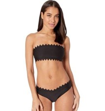 ONIA -Women's Bikini Set Bandeau Anti-slip bands Laser-cut Stretch Scuba Black