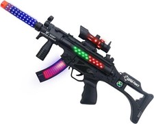 Electronic Black Machine Gun Toy, Flashing Lights  Sounds, 22", Great Gift 