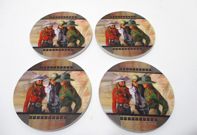 Southwest Cork Coasters Western Cabin Ranch Decor Buckle Brigade X 4
